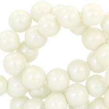 Glassbeads pearl glitter 8mm Light greenish beige